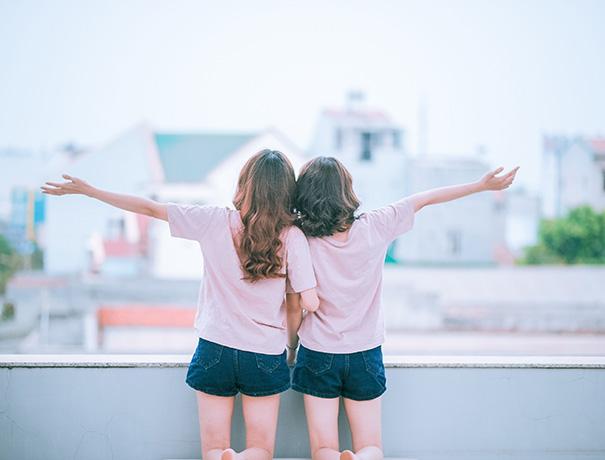 Students enjoy the view over a city