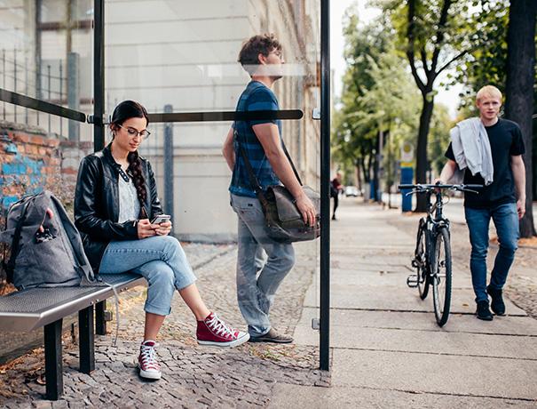 People waiting at the bus stop